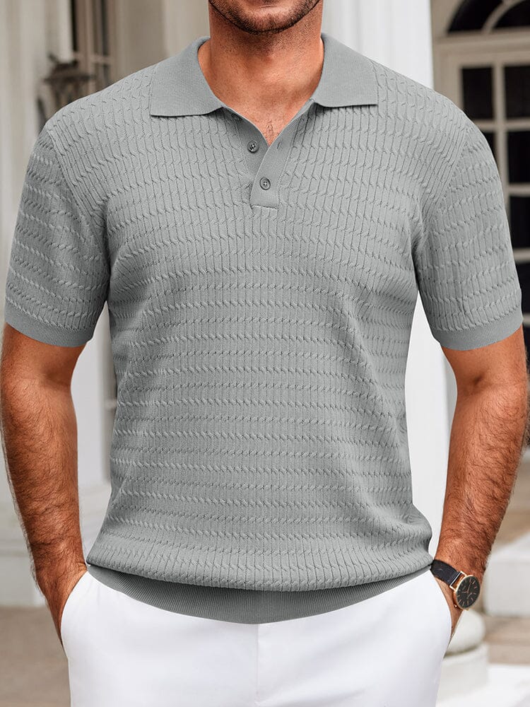 Men's Textured Knit Polo Shirt