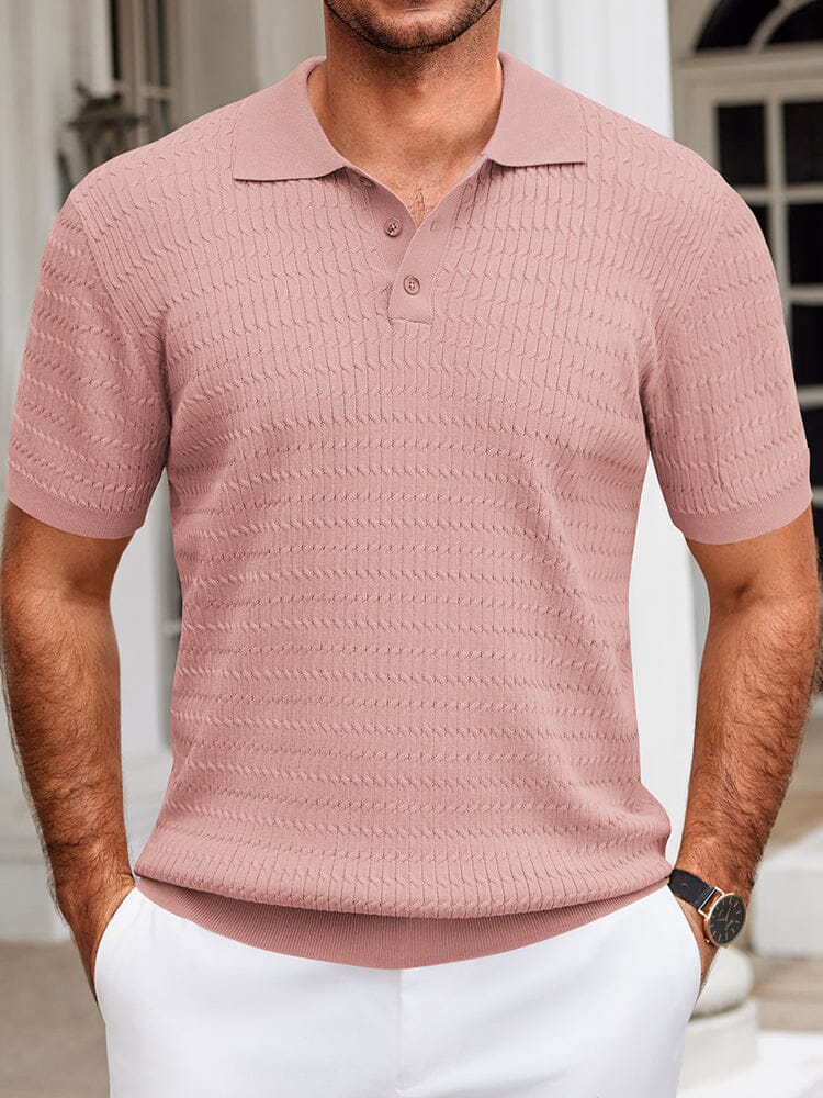 Men's Textured Knit Polo Shirt
