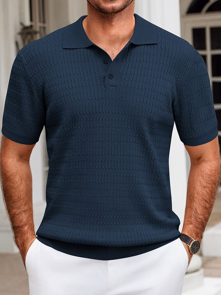 Men's Textured Knit Polo Shirt