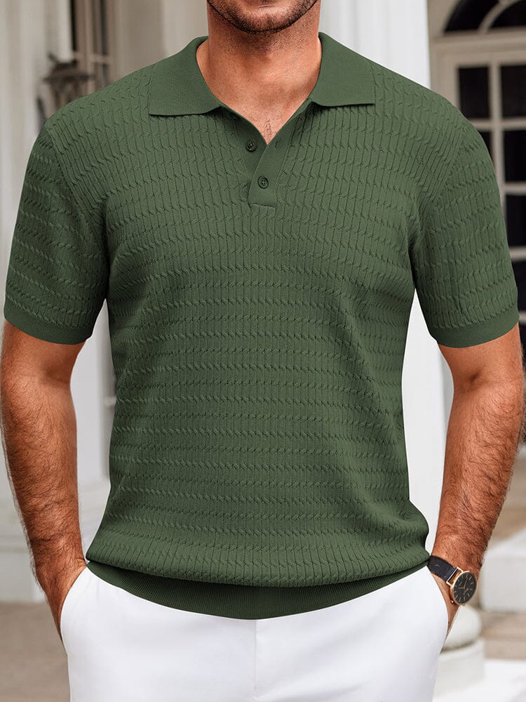 Men's Textured Knit Polo Shirt