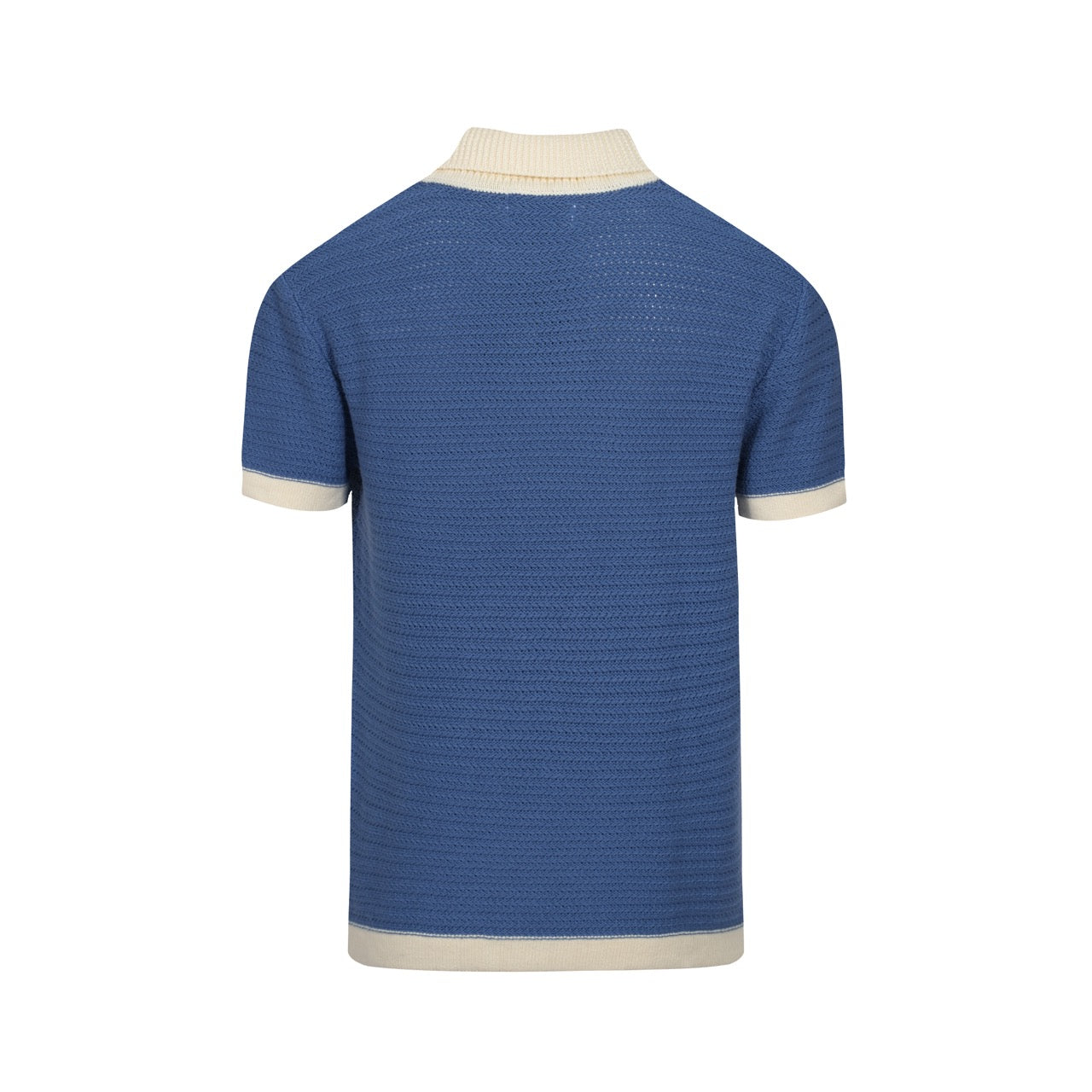 Men's Textured Knit Polo Shirt with Wide Collar