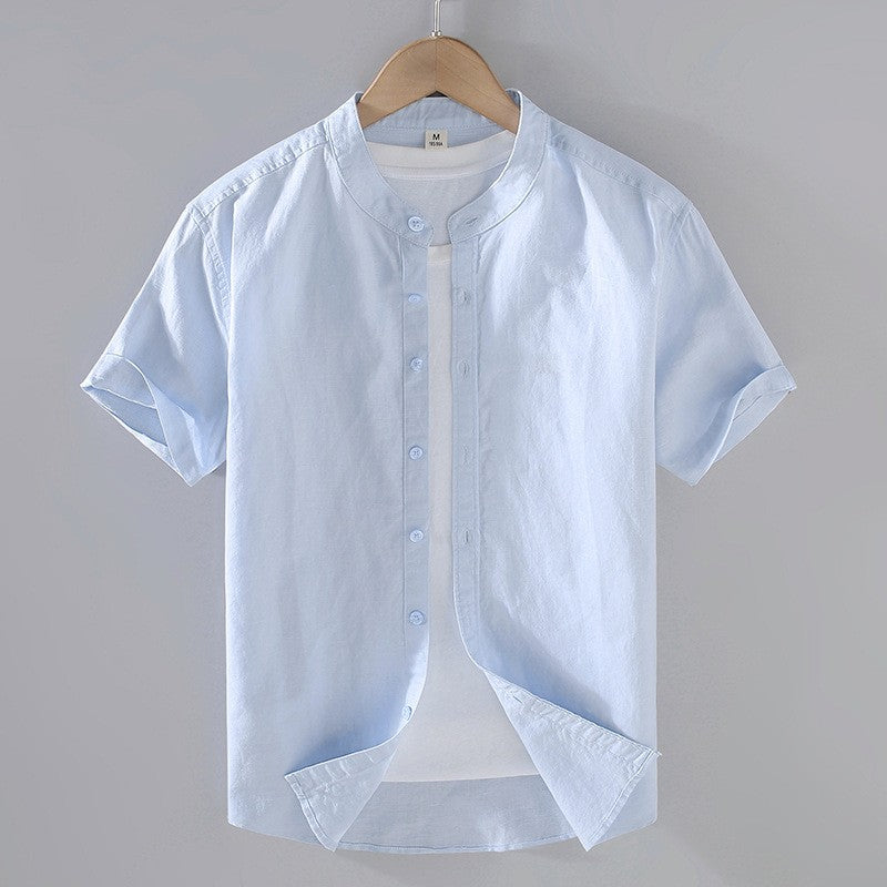 Men's Textured Linen Short Sleeve Shirt