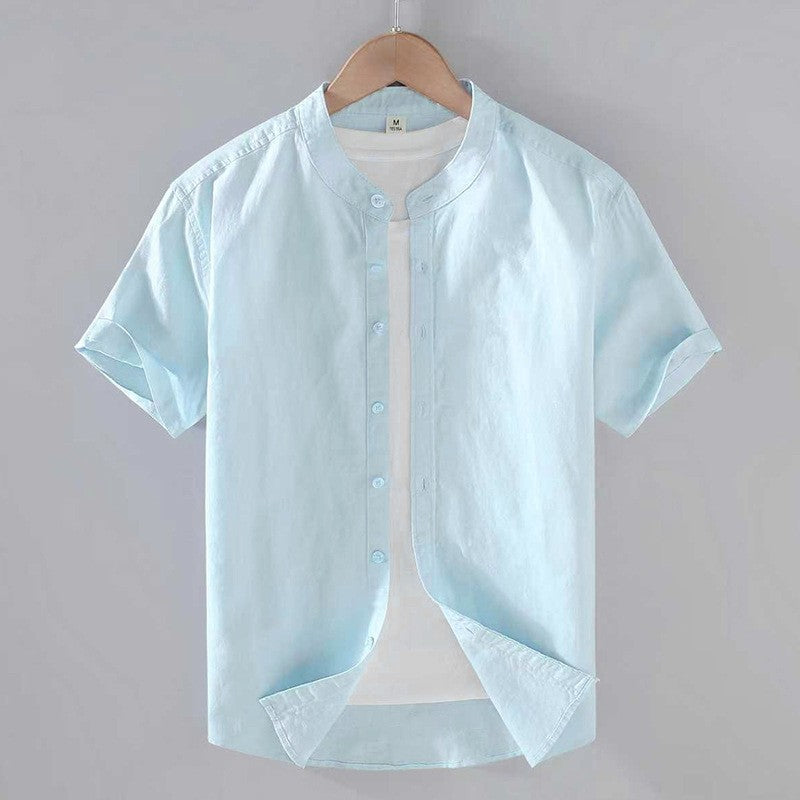 Men's Textured Linen Short Sleeve Shirt