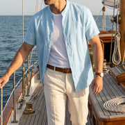 Men's Textured Linen Short Sleeve Shirt
