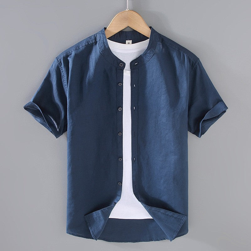 Men's Textured Linen Short Sleeve Shirt