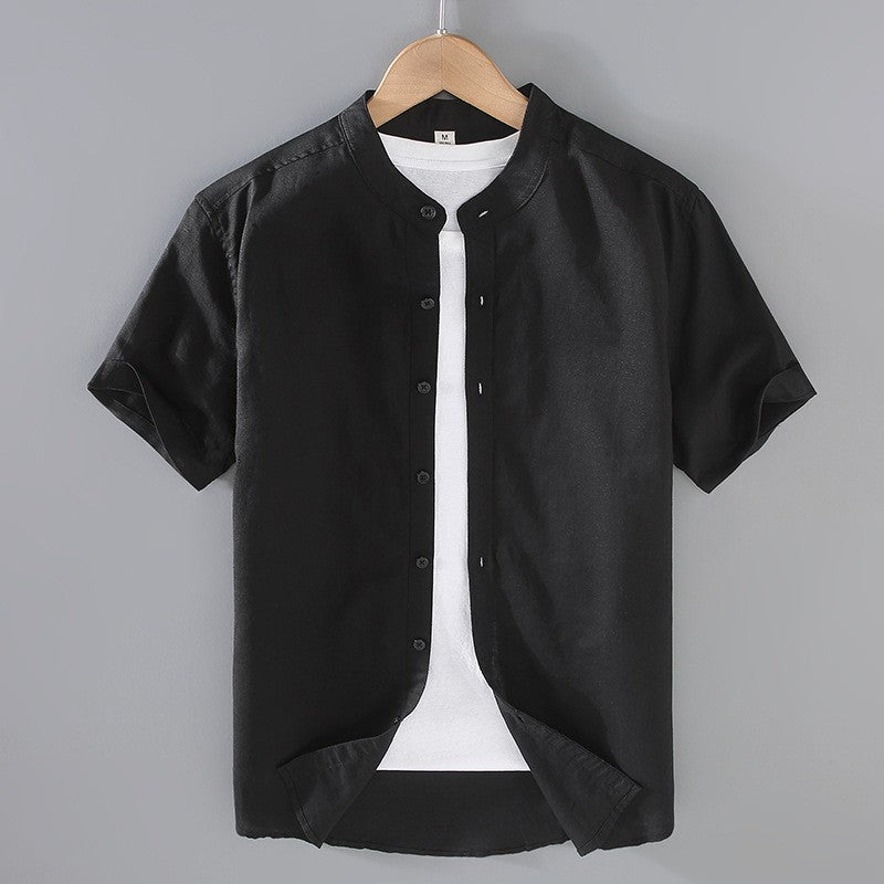 Men's Textured Linen Short Sleeve Shirt