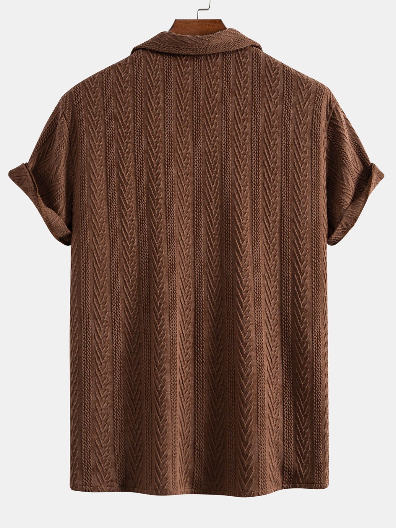 Men's Textured Short-Sleeve Button-Up Shirt and Drawstring Trousers Set