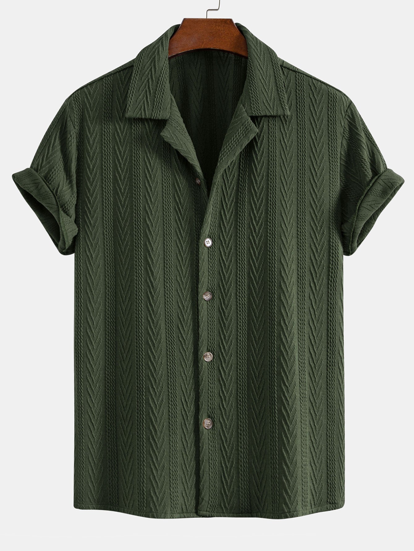 Men's Textured Short-Sleeve Button-Up Shirt and Drawstring Trousers Set