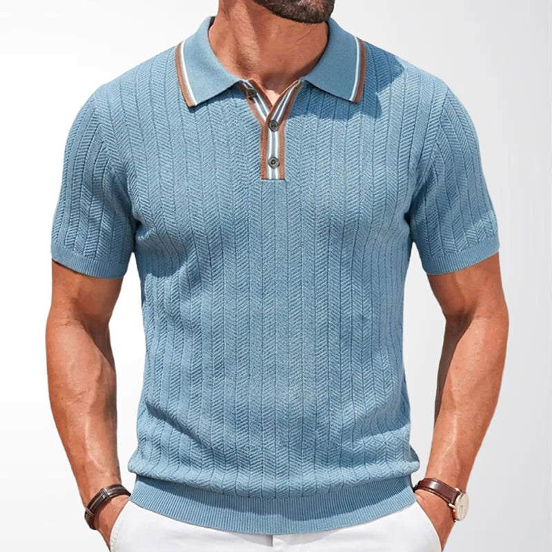 Men's Textured Short Sleeve Polo Shirt