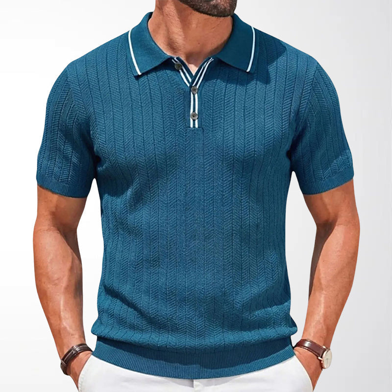 Men's Textured Short Sleeve Polo Shirt