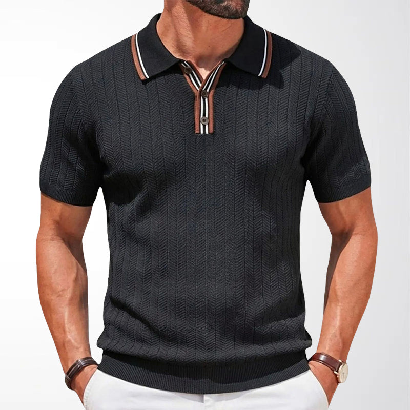 Men's Textured Short Sleeve Polo Shirt