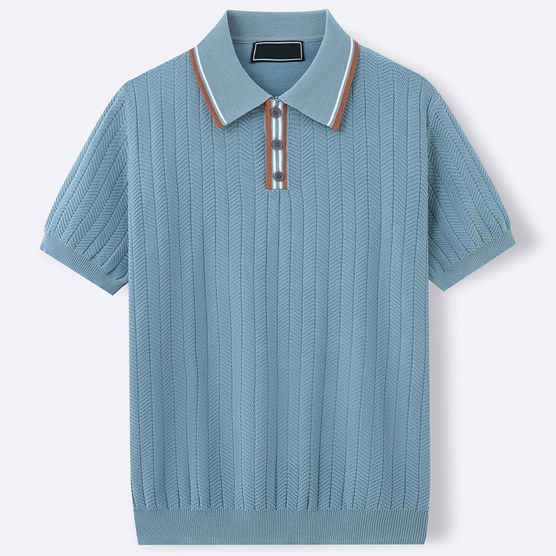 Men's Textured Short Sleeve Polo Shirt