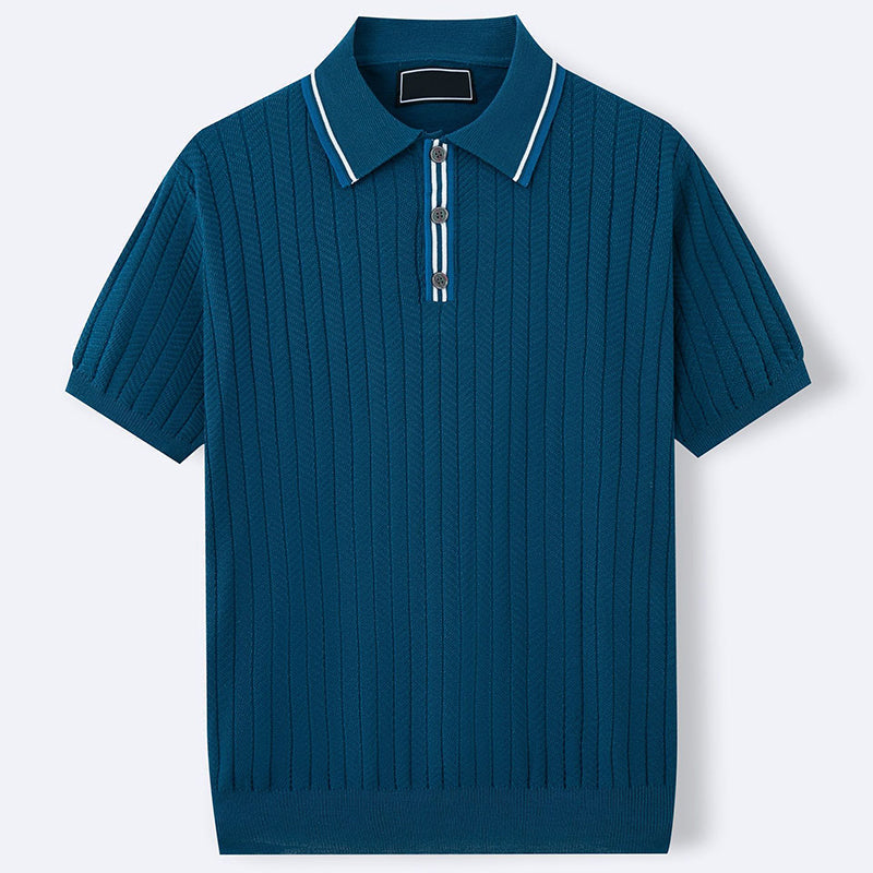 Men's Textured Short Sleeve Polo Shirt