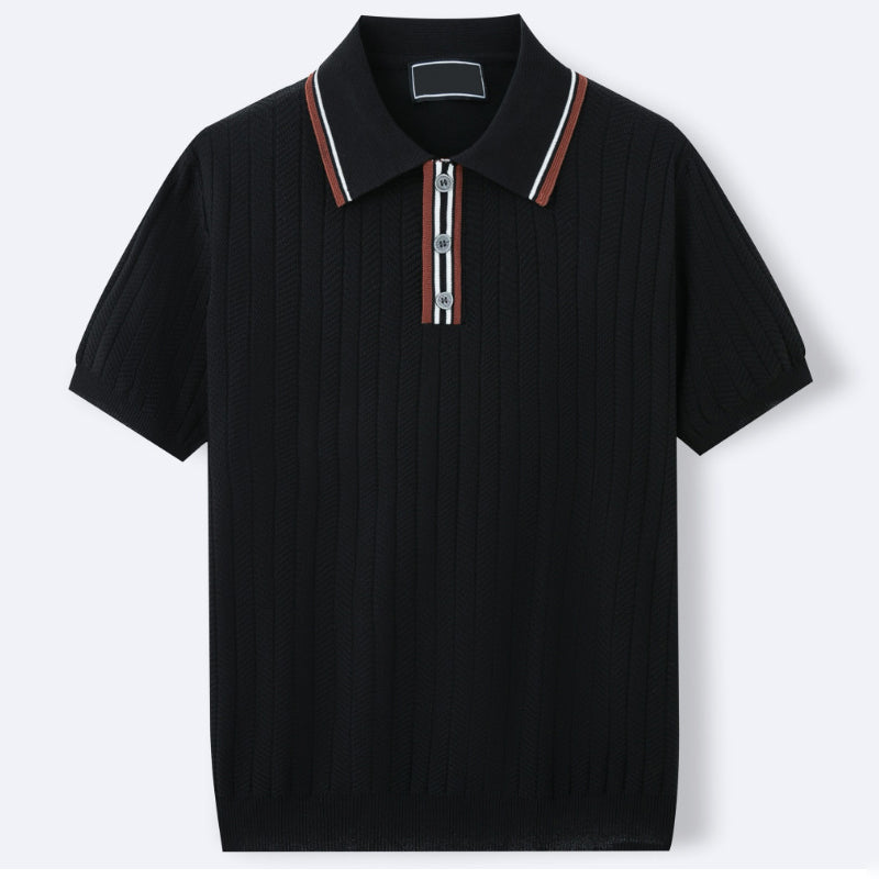 Men's Textured Short Sleeve Polo Shirt