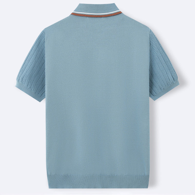 Men's Textured Short Sleeve Polo Shirt