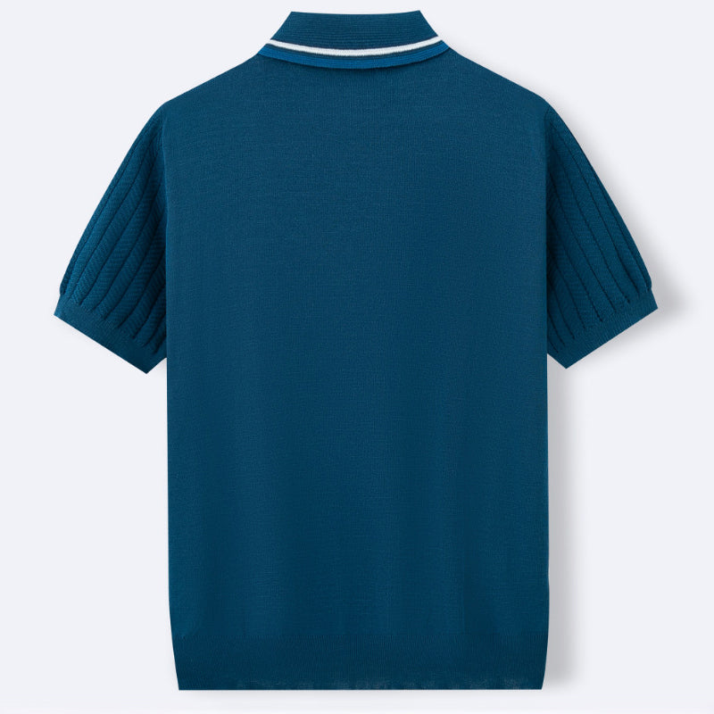 Men's Textured Short Sleeve Polo Shirt