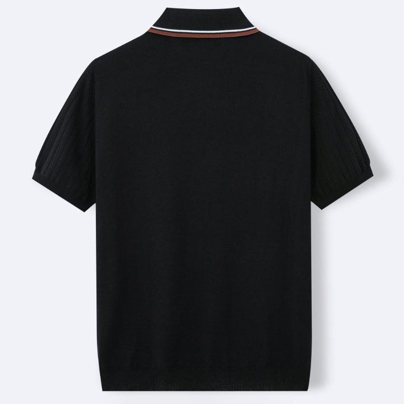 Men's Textured Short Sleeve Polo Shirt