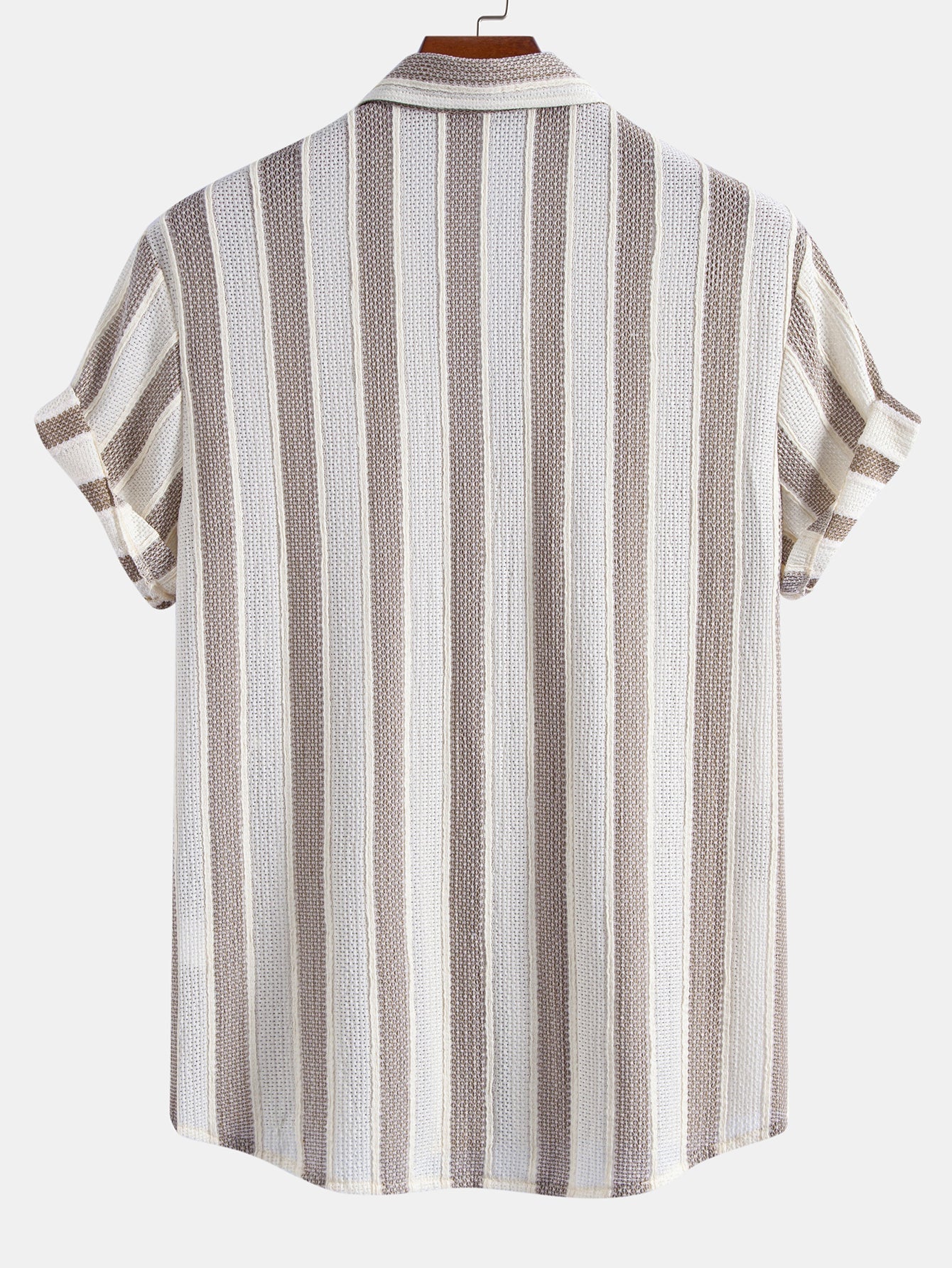 Men's Textured Striped Button-Up Shirt and Pants Set