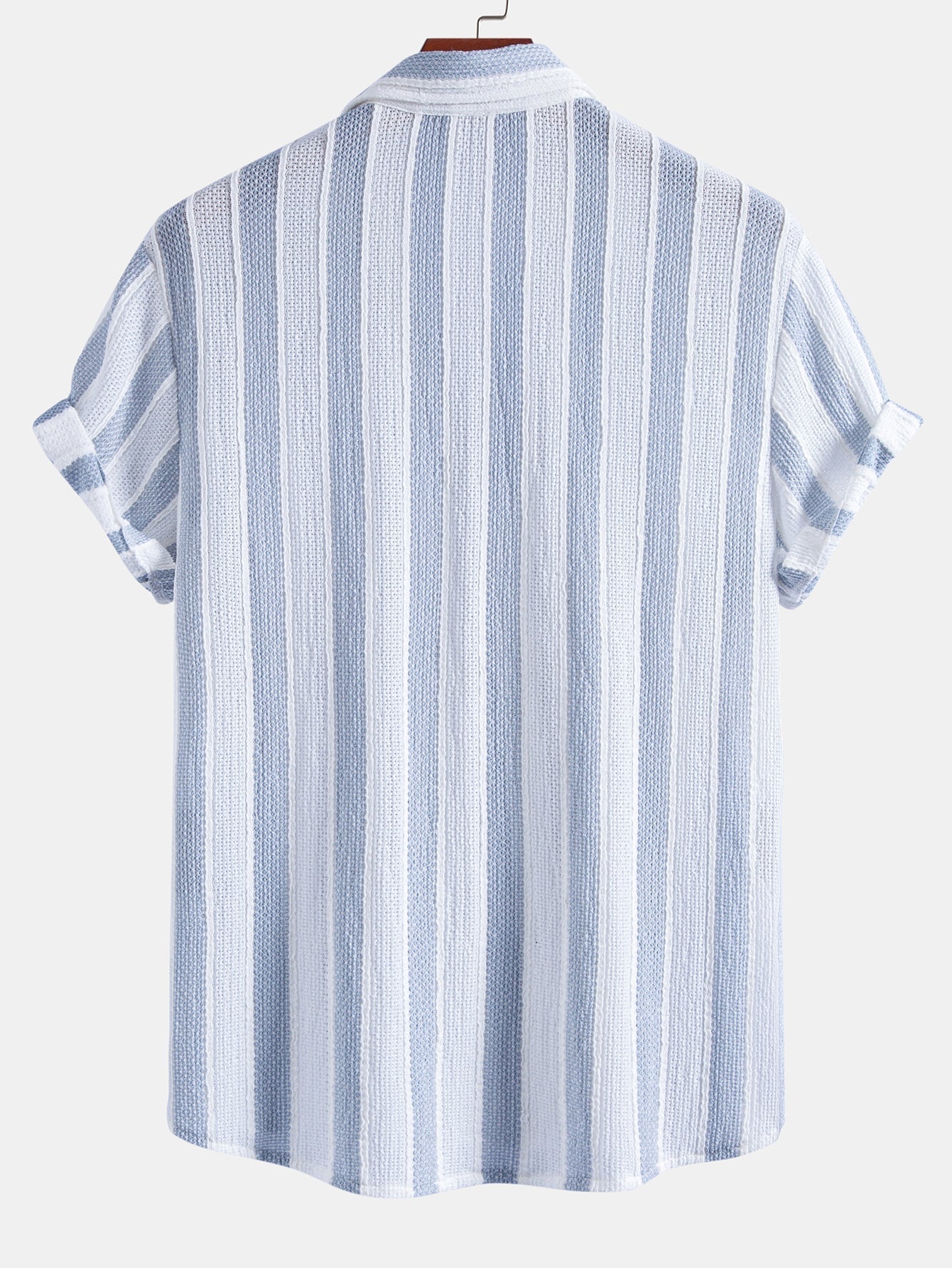 Men's Textured Striped Button-Up Shirt and Pants Set
