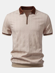 Men's Twisted Jacquard Quarter Zip Polo Shirt