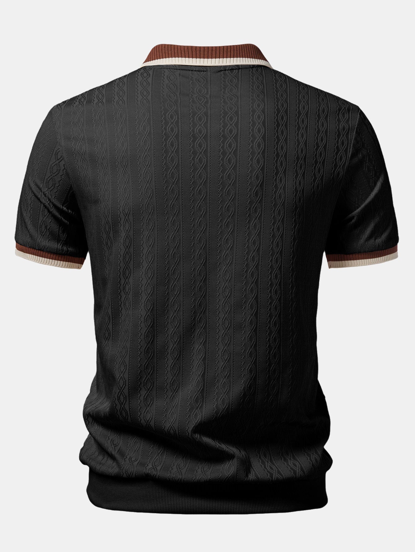 Men's Twisted Jacquard Quarter Zip Polo Shirt