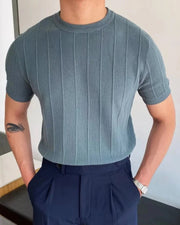 Men's Vertical Ribbed Cotton-Blend T-Shirt