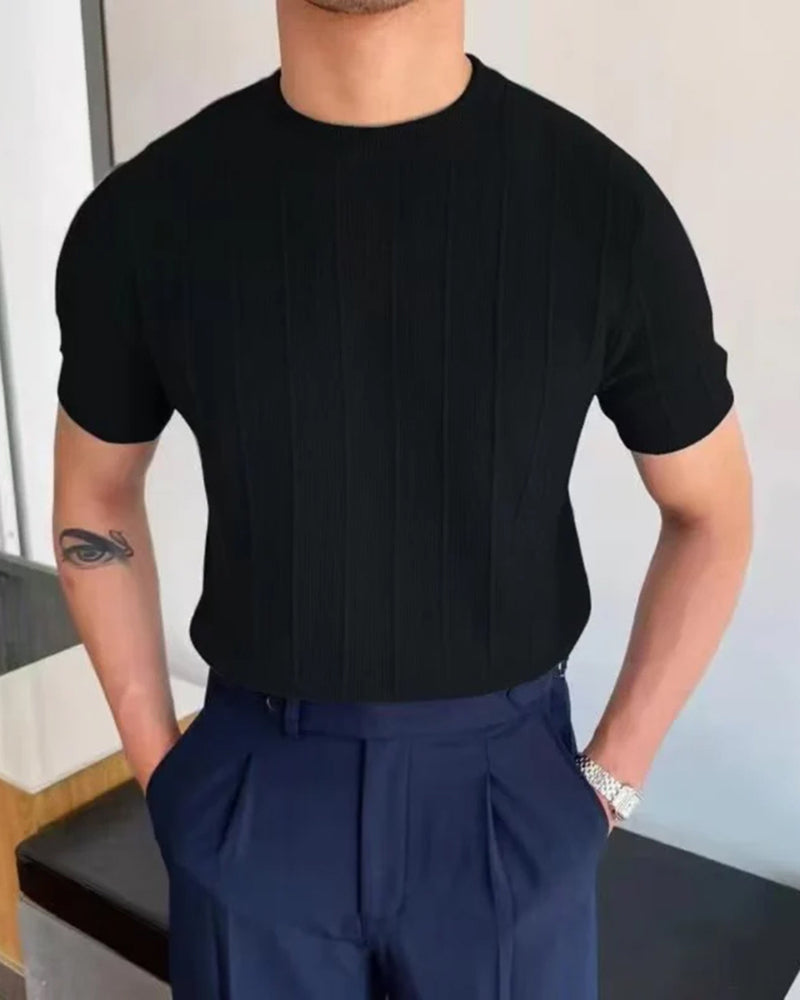 Men's Vertical Ribbed Cotton-Blend T-Shirt