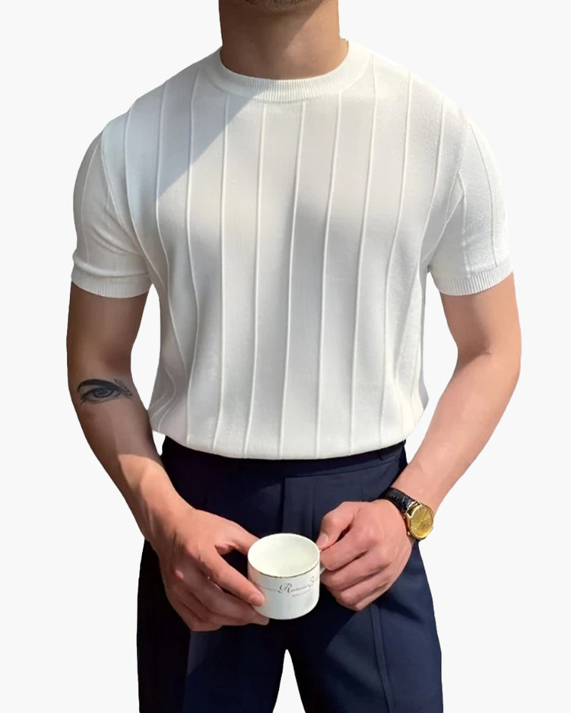 Men's Vertical Ribbed Cotton-Blend T-Shirt