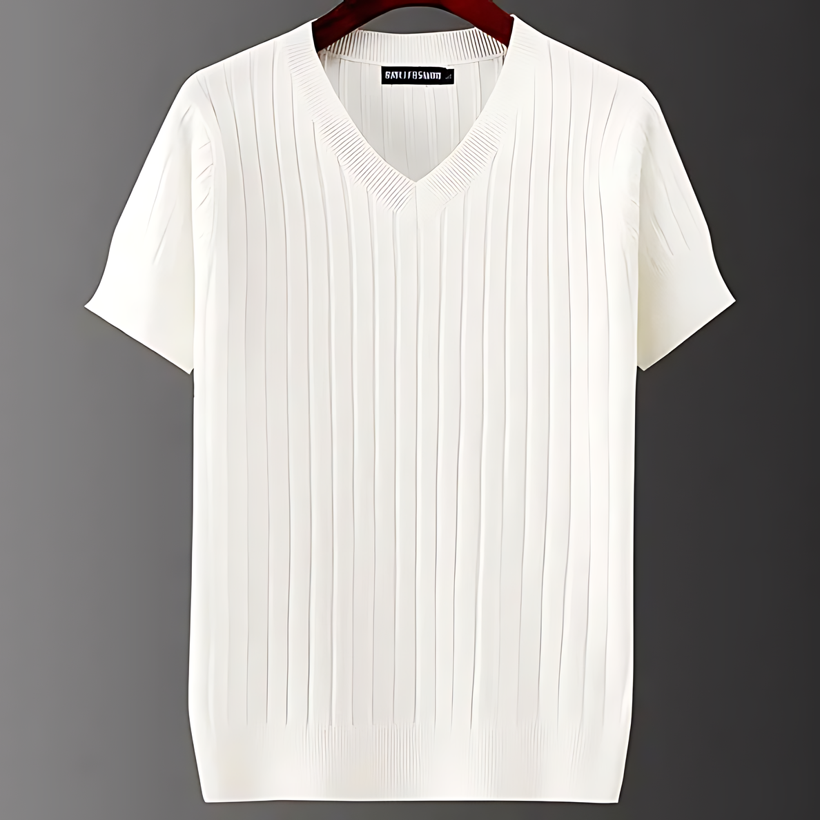 Men's Vertical Ribbed Knit Short-Sleeve Summer Shirt