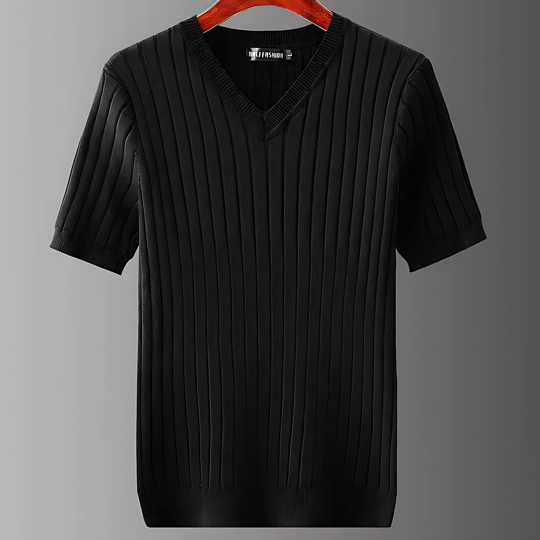 Men's Vertical Ribbed Knit Short-Sleeve Summer Shirt