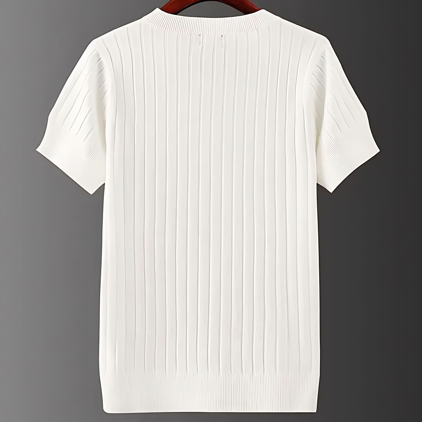 Men's Vertical Ribbed Knit Short-Sleeve Summer Shirt
