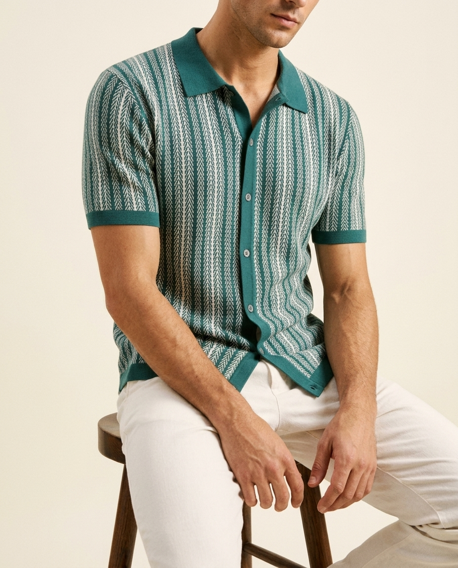 Men's Vertical Stripe Button-Down Shirt