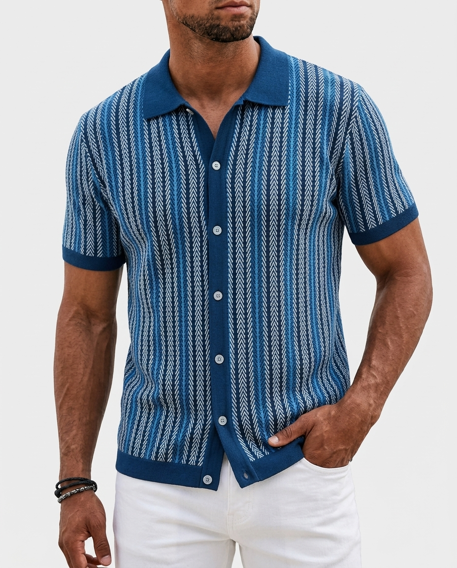 Men's Vertical Stripe Button-Down Shirt