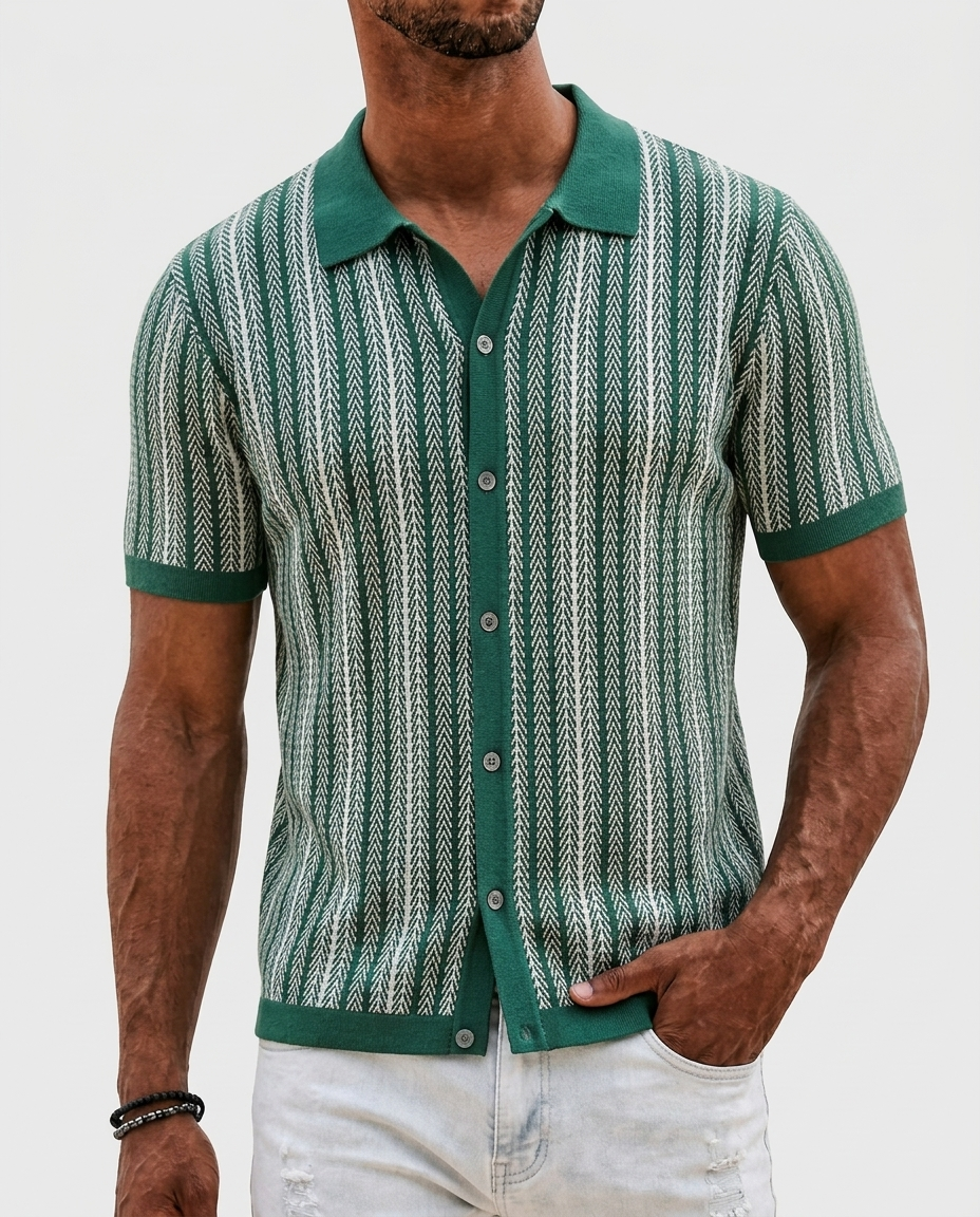Men's Vertical Stripe Button-Down Shirt