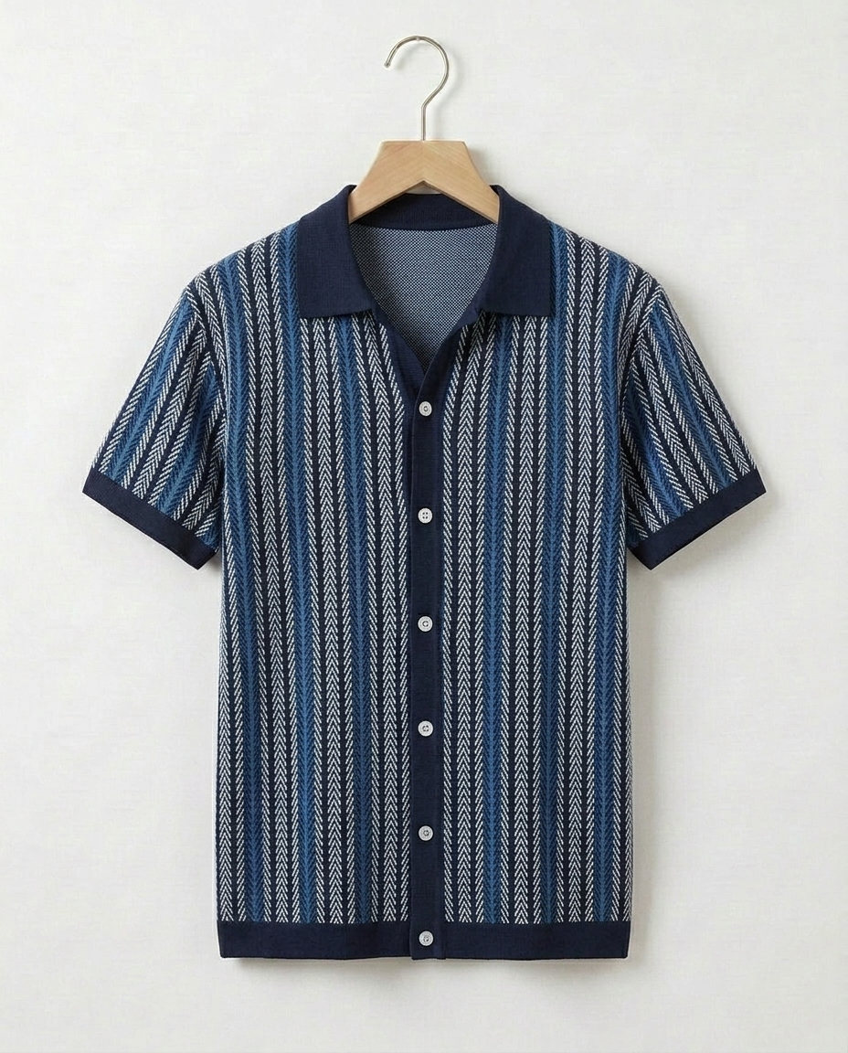 Men's Vertical Stripe Button-Down Shirt