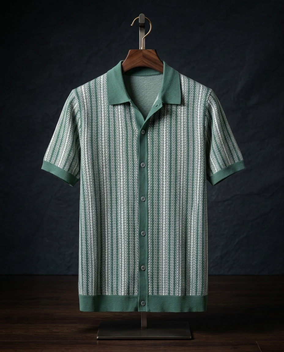 Men's Vertical Stripe Button-Down Shirt