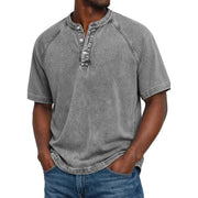 Men's Vintage Cotton Denim Henley Shirt
