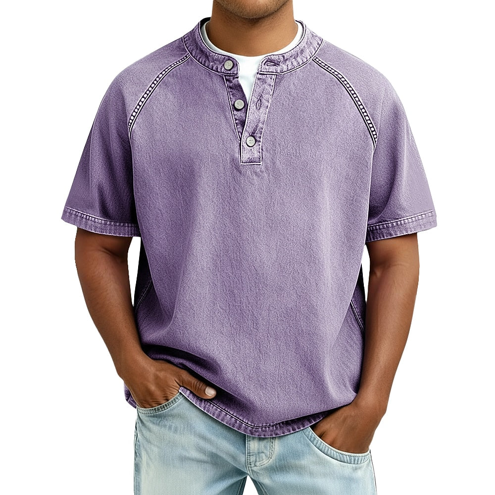 Men's Vintage Feel Cotton Henley Shirt