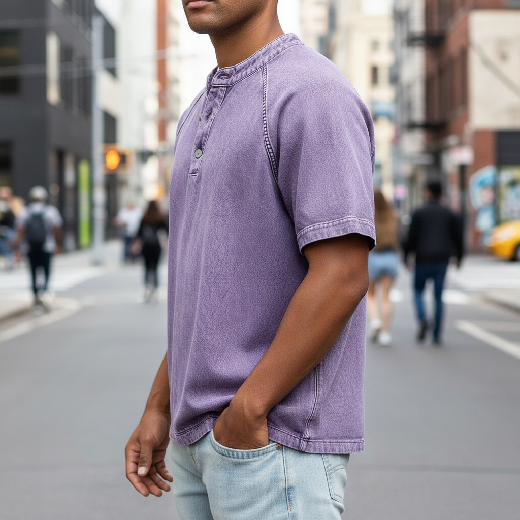 Men's Vintage Feel Cotton Henley Shirt