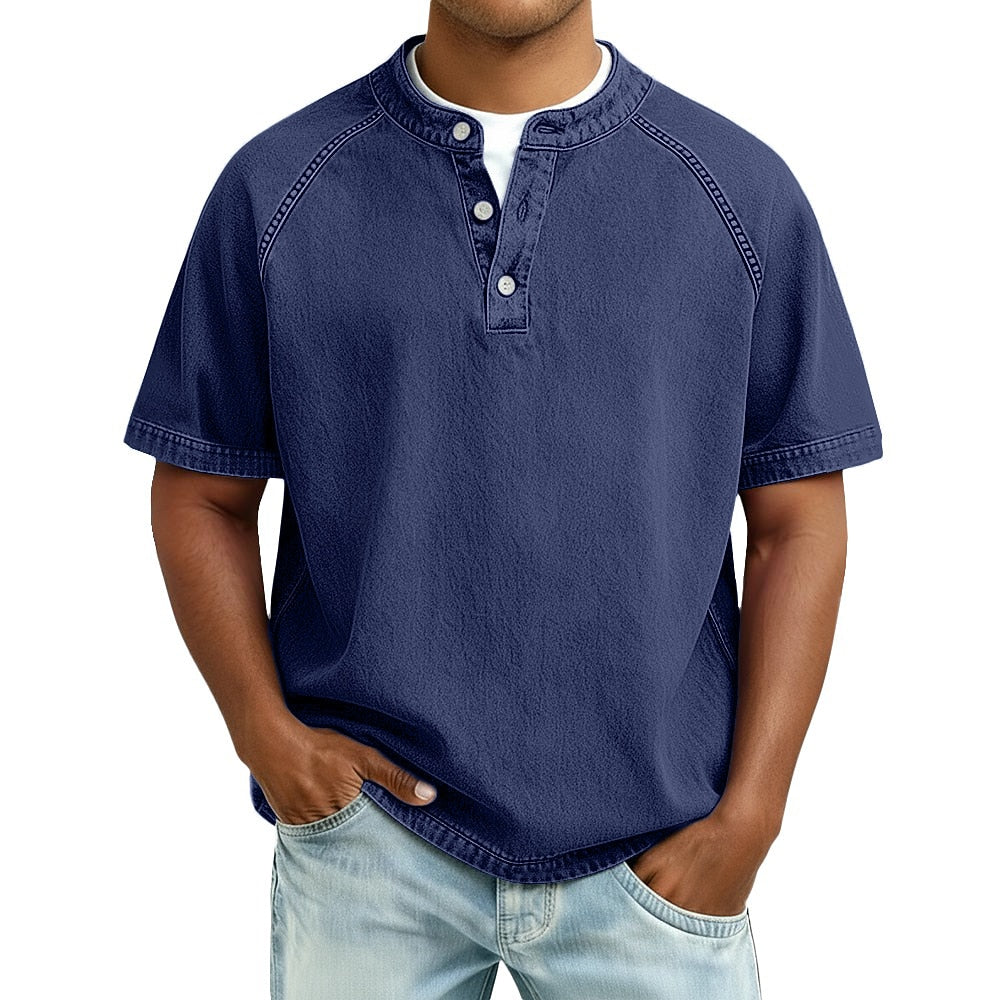 Men's Vintage Feel Cotton Henley Shirt
