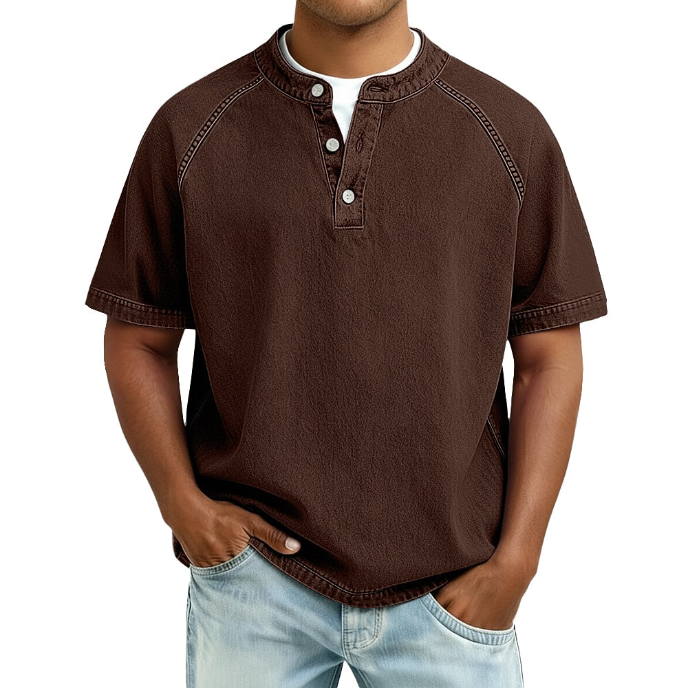 Men's Vintage Feel Cotton Henley Shirt
