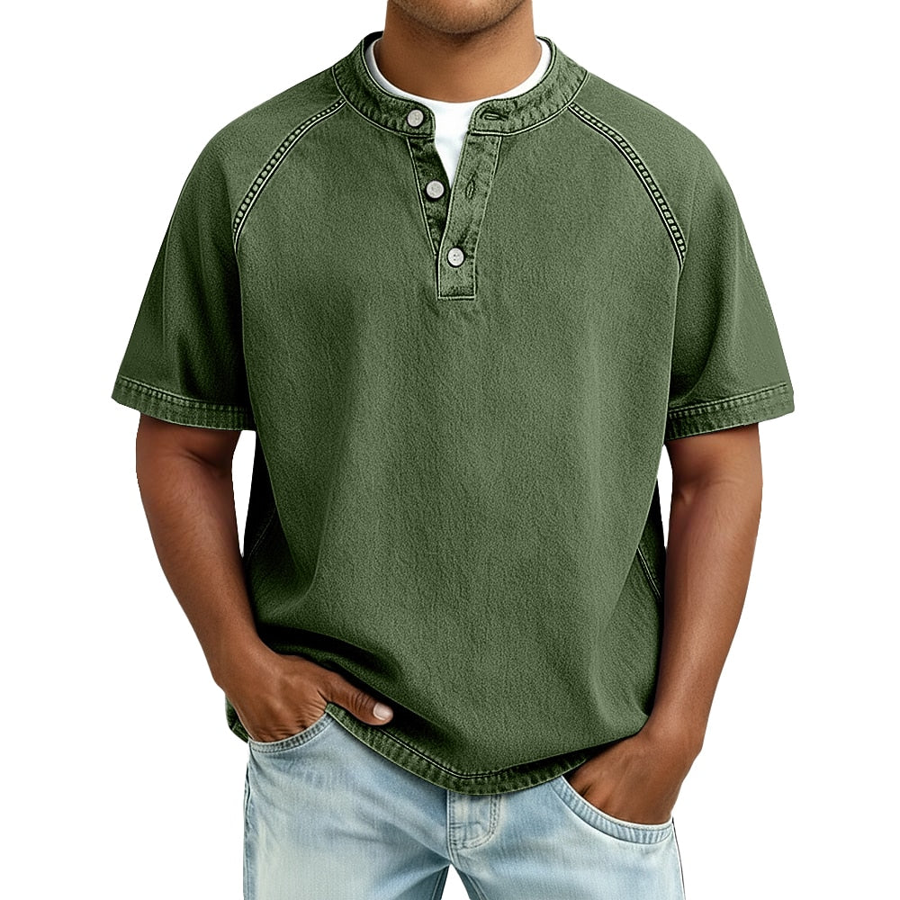 Men's Vintage Feel Cotton Henley Shirt