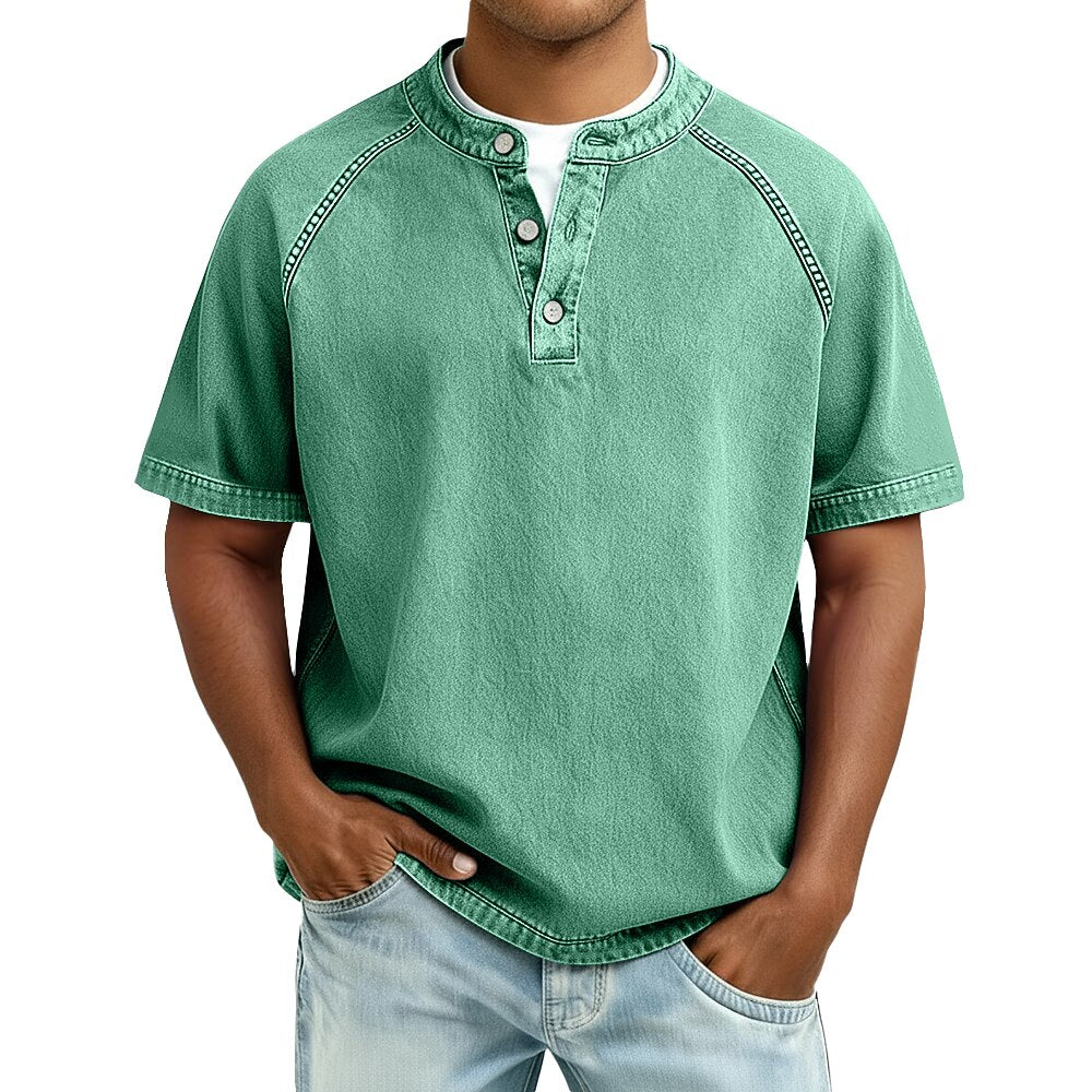 Men's Vintage Feel Cotton Henley Shirt