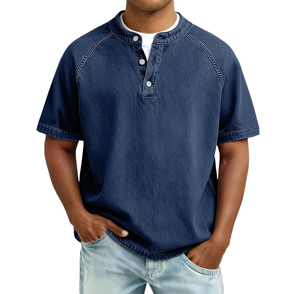 Men's Vintage Feel Cotton Henley Shirt