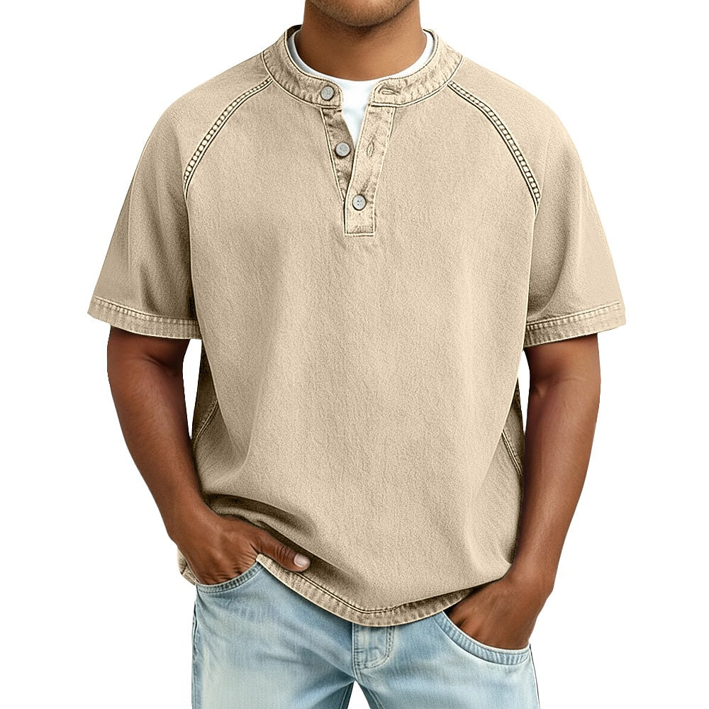 Men's Vintage Feel Cotton Henley Shirt