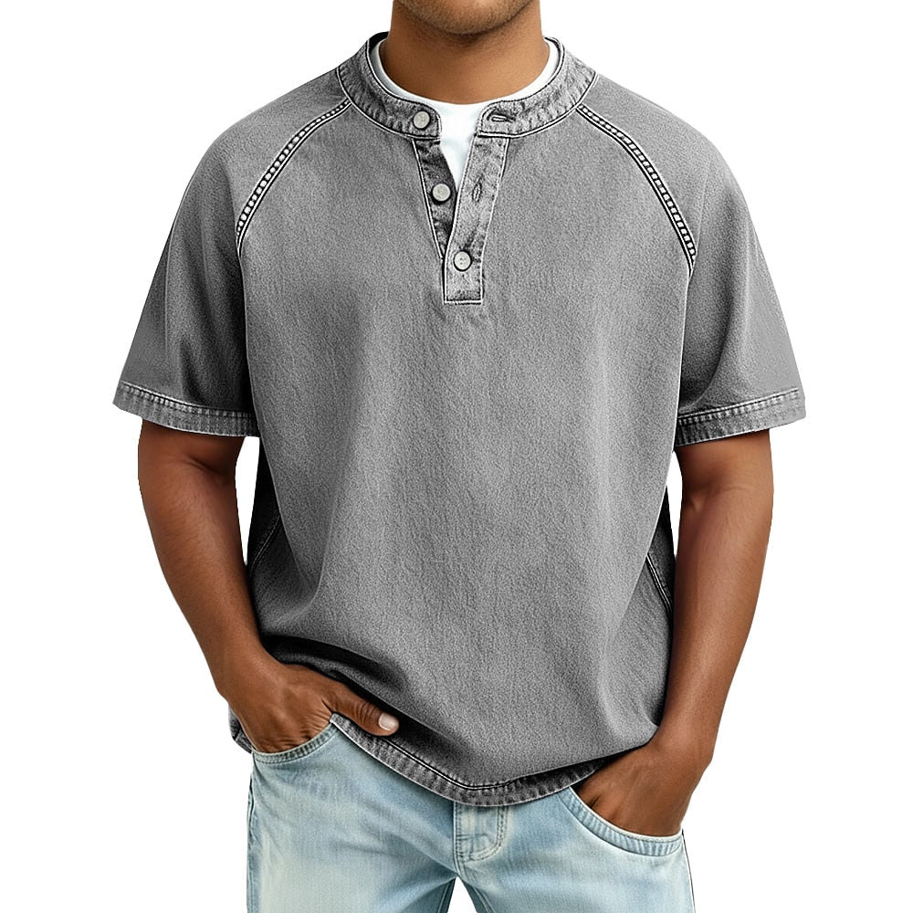 Men's Vintage Feel Cotton Henley Shirt