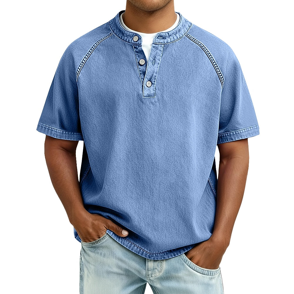 Men's Vintage Feel Cotton Henley Shirt