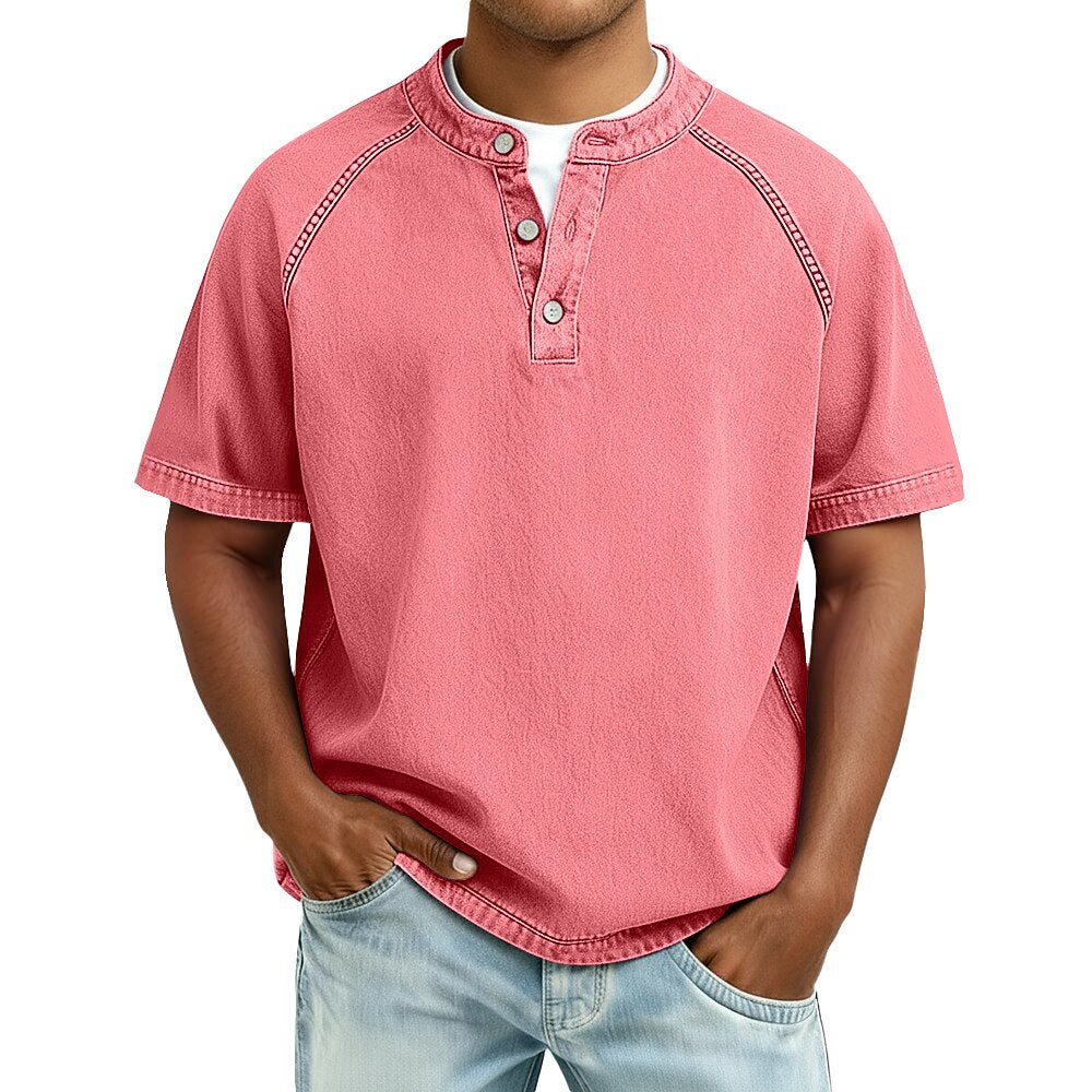 Men's Vintage Feel Cotton Henley Shirt
