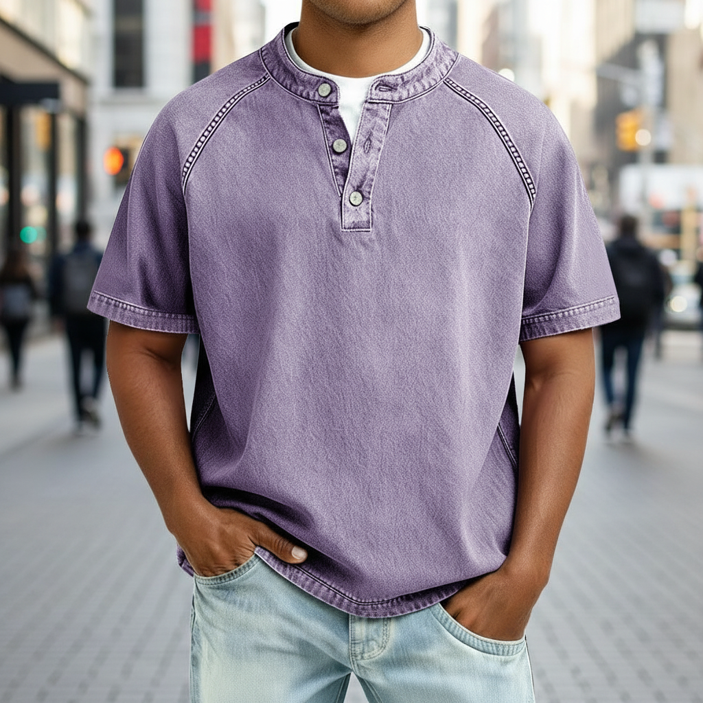 Men's Vintage Feel Cotton Henley Shirt