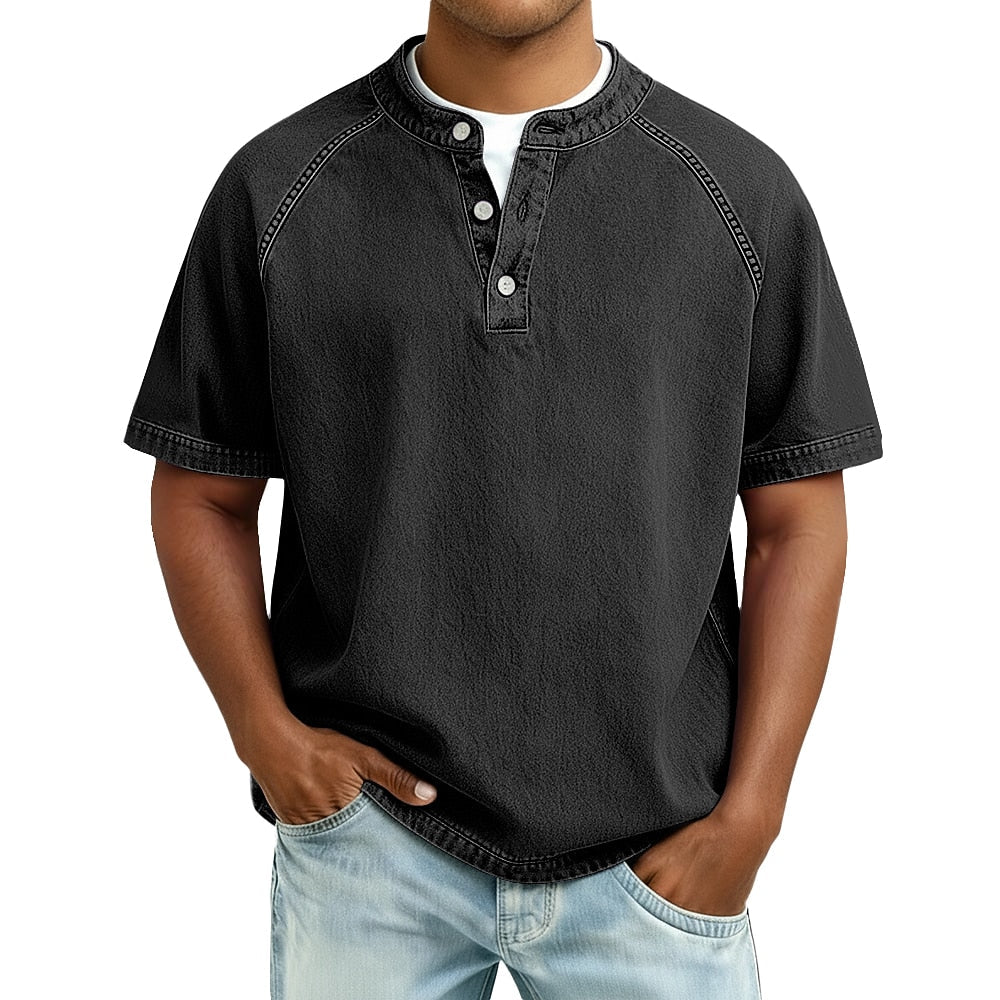 Men's Vintage Feel Cotton Henley Shirt